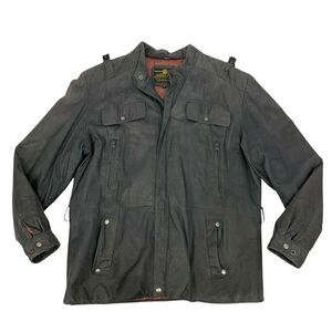 Vintage Fidelity Leathers Bomber Jacket Men's Size 46 Gray Full Zip Biker Riding